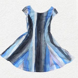 Black Halo dress size 2 blue, purple, white stripes